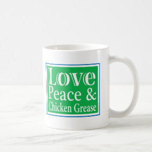 Liebe-Frieden und Huhn-Fett-Tasse Kaffeetasse