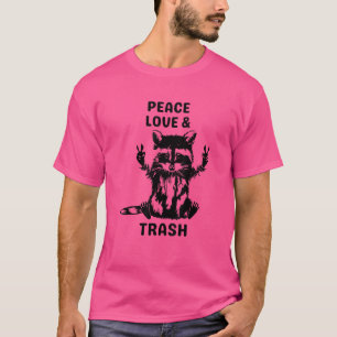Liebe Frieden und Müll Raccoon Natur Wandern T-Shirt