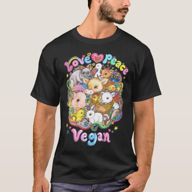 Liebe, Frieden, Veganer T-Shirt (Vorderseite)