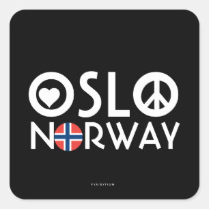 Liebe-Friedensaufkleber 2 Oslos Norwegen Quadratischer Aufkleber