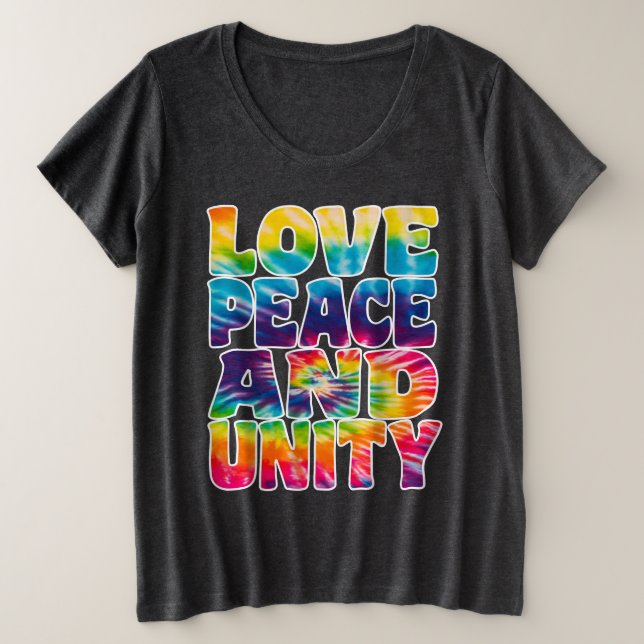 LIEBE FRIEDENSEINHEIT. GROßE GRÖßE T-Shirt (Design vorne)