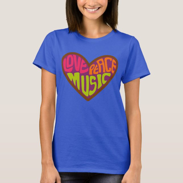 Liebe Friedensmusik Hippie Heart Krawatte gefärbte T-Shirt (Vorderseite)