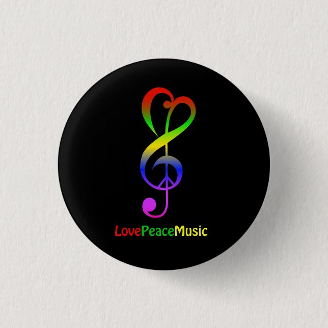Liebe Friedensmusik Hippie-Treble-Klammer Button (Vorderseite)