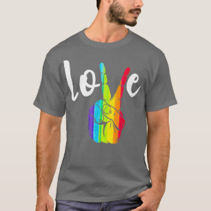 Liebe Friedenszeichen Regenbogen LGBT Lesbisch Sch T-Shirt