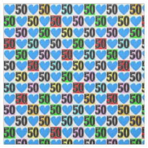 LIEBE FÜLLTE BLUE HEARTS 50. GEBURTSTAG STOFF