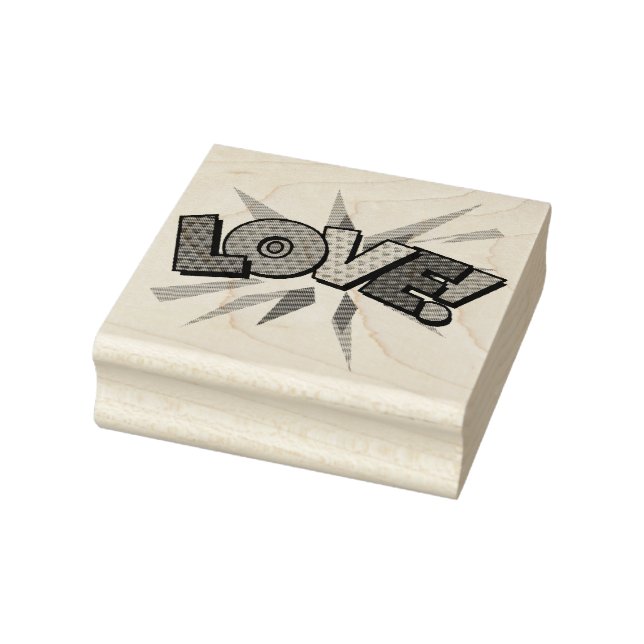 LIEBE Fun Retro Comic Pop Kunst, Dichtung und Musi Gummistempel (Stempel)