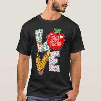 Liebe Fünfte 5. Klasse Apfel Zurück zur Schule Leh T-Shirt