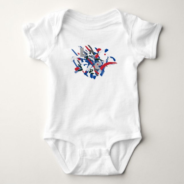 Liebe Funky Paint Brushes Baby Bodysuit Strampler (Vorderseite)