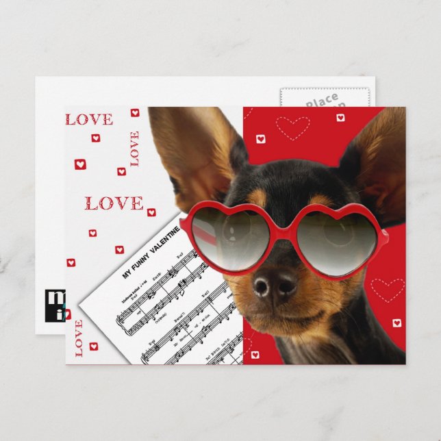 Liebe. Funny Dog Valentine's Day Feiertagspostkarte (Vorne/Hinten)