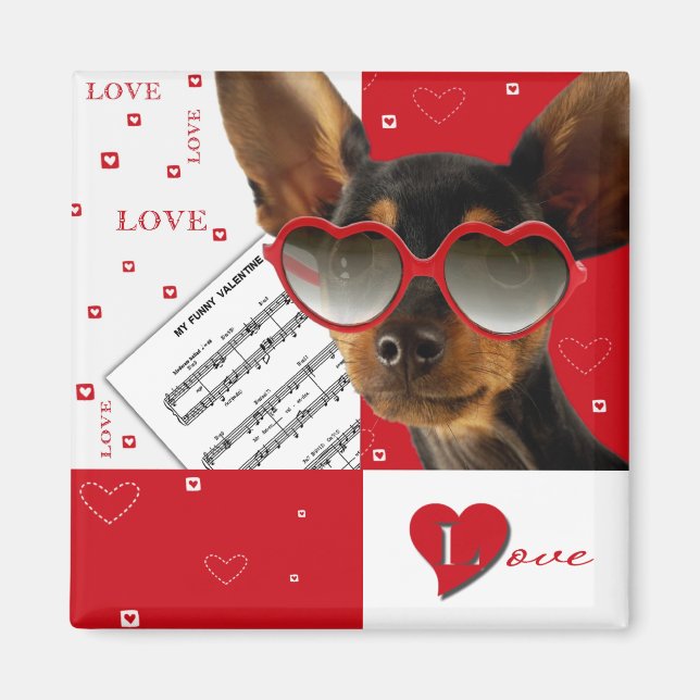 Liebe. Funny Dog Valentine's Day Gift Magnet (Vorne)