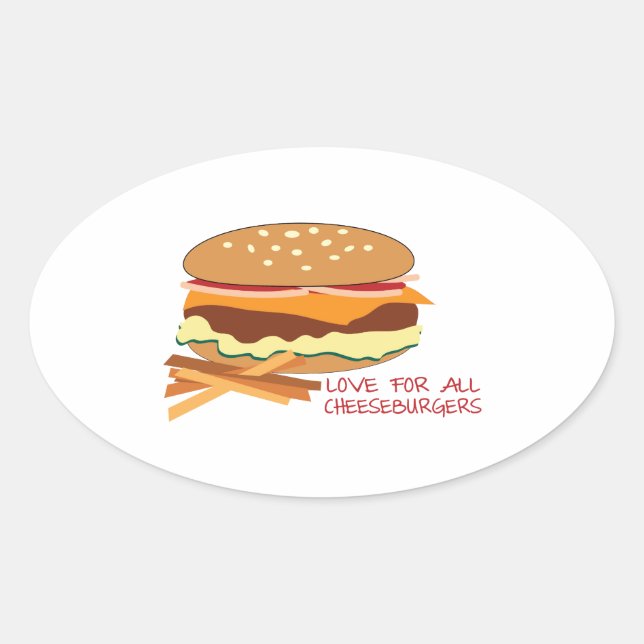 Liebe für alle Käseseburger Ovaler Aufkleber (Vorderseite)