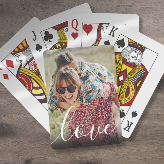 Liebe für benutzerdefiniertes Foto Spielkarten (Custom Photo Elegant Modern Love Script Poker Cards)