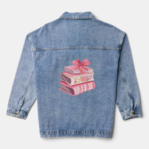 Liebe für das Lesen von rosa Wasserfarbenbogen Jeansjacke