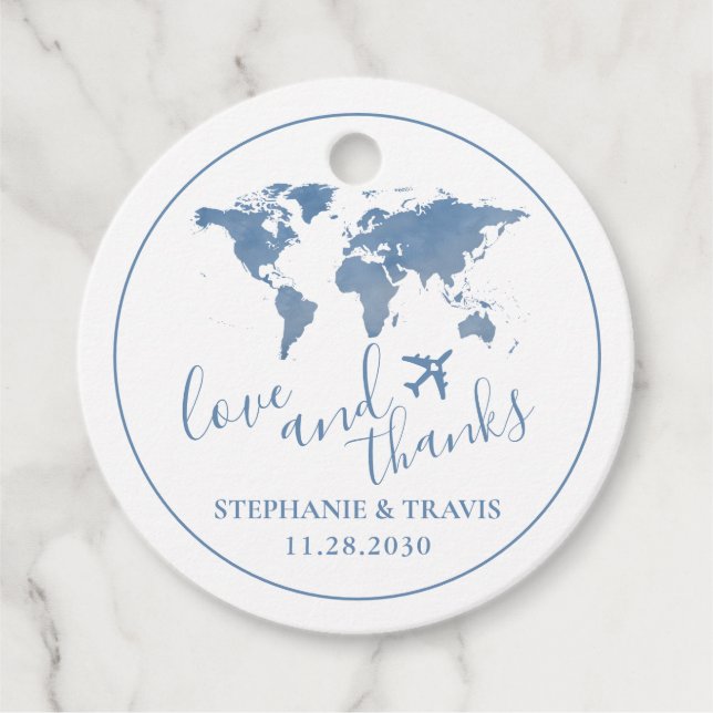 Liebe für das Reiseziel der Weltkarte Geschenkanhänger (Vorderseite)