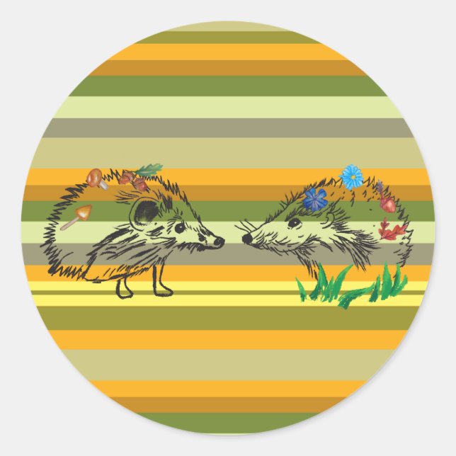 Liebe für den Igel von Herbstaufklebern Runder Aufkleber (Vorderseite)