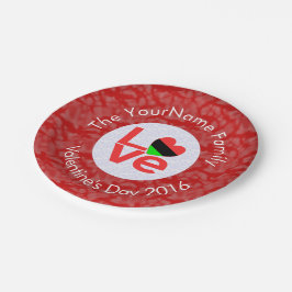 Liebe für die afroamerikanische Rote Buchstaben pe Pappteller