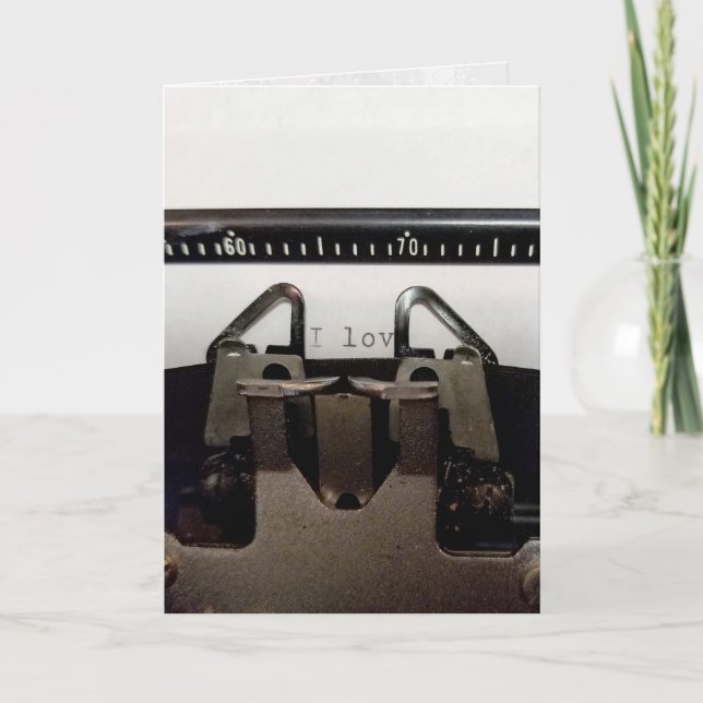 Liebe für Ehegatte bei Retroschreibmaschine Karte (Vorderseite)