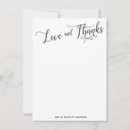 Liebe für einfache Schwarz-Weiß-Kalligrafie Dankeskarte