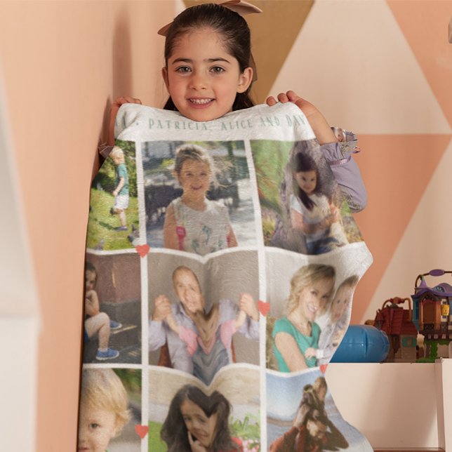 LIEBE für Foto-Collage der BEST GRANDMA 12 Familie Fleecedecke (Von Creator hochgeladen)