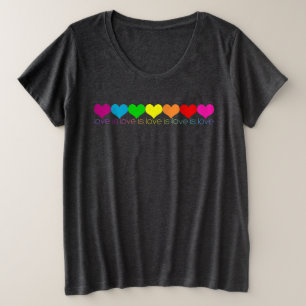 Liebe für Frauen Plus Pride Rainbow Hearts ist Li Große Größe T-Shirt