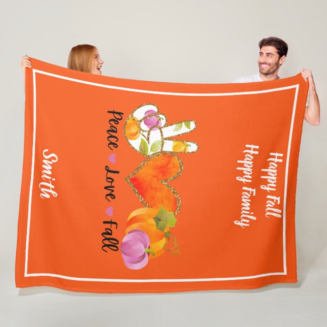Liebe für Frieden Herbst Benutzerdefinierter Text  Fleecedecke (Beispiel)