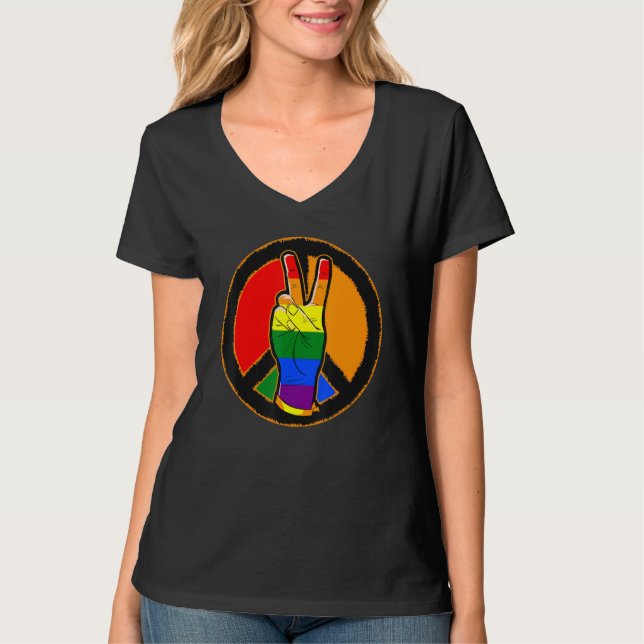 Liebe für Frieden und Sieg Toleranz für LGBT T-Shirt (Vorderseite)