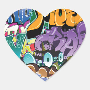 Liebe für Graffiti Herz-Aufkleber