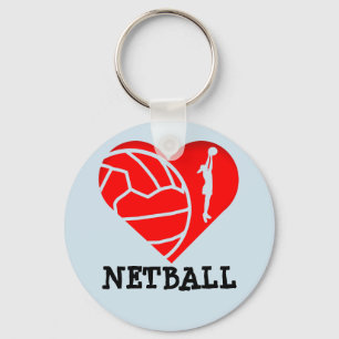 Liebe für Herz und Ball-Silhouette Design Netball Schlüsselanhänger