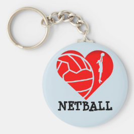 Liebe für Herz und Ball-Silhouette Design Netball Schlüsselanhänger
