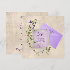 Liebe für Hochzeiten mit Blumenzweig Einladung