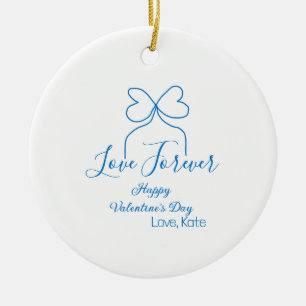 Liebe für immer blaue Schleife frohen Valentinstag Keramik Ornament