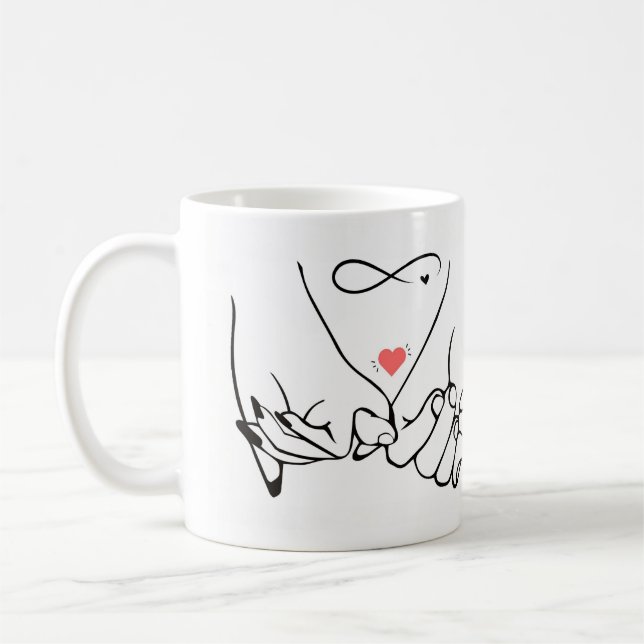 Liebe für immer – Pinky-Versprechen Line-Art Kaffeetasse (Links)