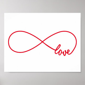 Liebe für immer, rotes Unendlichkeitszeichen, endl Poster
