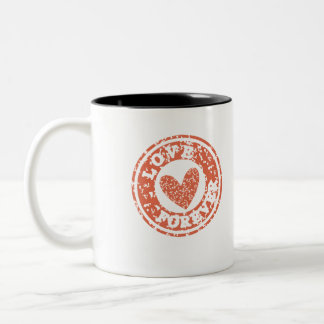 Liebe für immer Vintage abgenutzter Herz Kaffeebec Zweifarbige Tasse