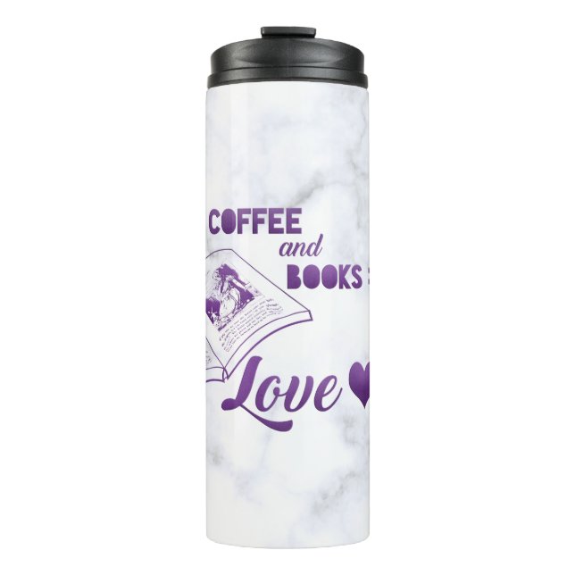 Liebe für Kaffee und Bücher Trendy Thermosbecher (Vorderseite)