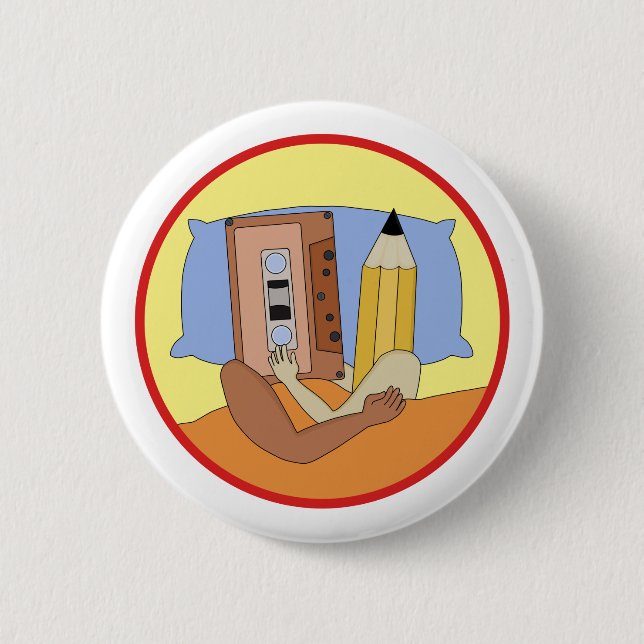 Liebe für Kassettenband und Bleistift Button (Vorderseite)