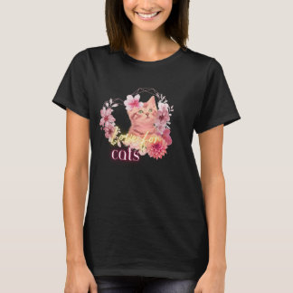 Liebe für Katzen Florales Kätzchen – Süßes Geschen T-Shirt