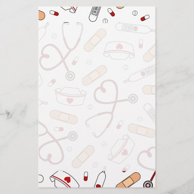 Liebe für Krankenpflege Weißer Hintergrund Briefpapier (Vorderseite)
