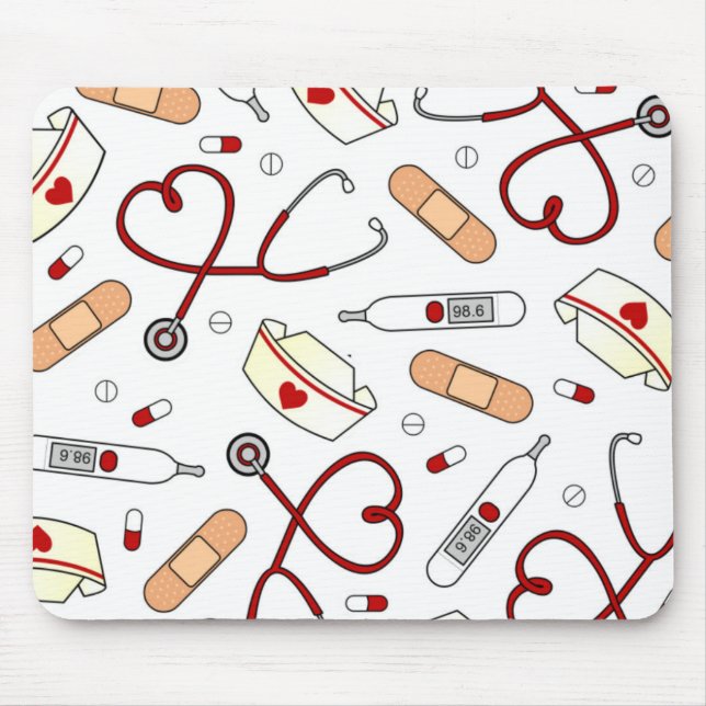 Liebe für Krankenschwester weiß Mousepad (Vorne)