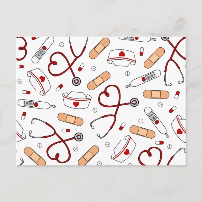 Liebe für Krankenschwester - Weißer Hintergrund Postkarte (Vorderseite)