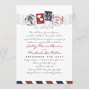 Liebe für Luftpost Briefmarke Einladung Hochzeit