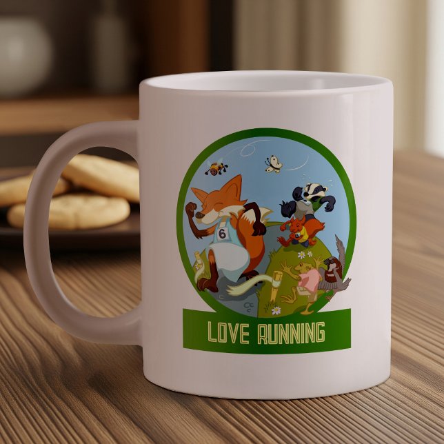Liebe für niedliche Waldtiere mit Fox-Cartoon Jumbo-Tasse (Von Creator hochgeladen)