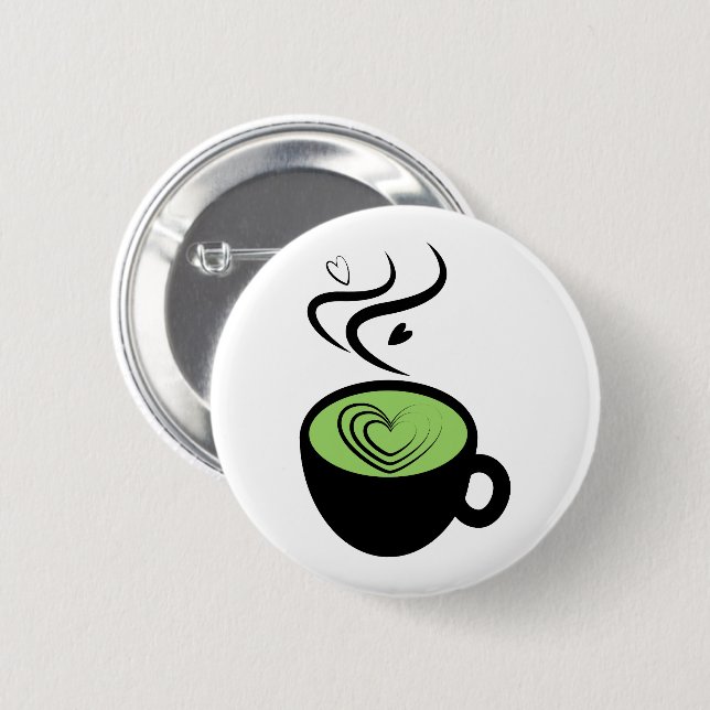 Liebe für perfektes Matcha Tea Valentine Button (Vorne & Hinten)