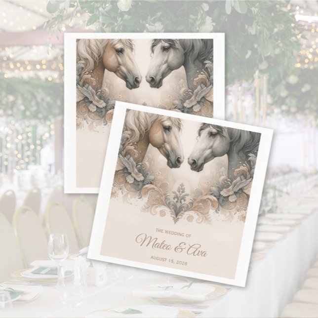 Liebe für Pferdefeiern Serviette (Love For Horses Special Wedding Napkins)