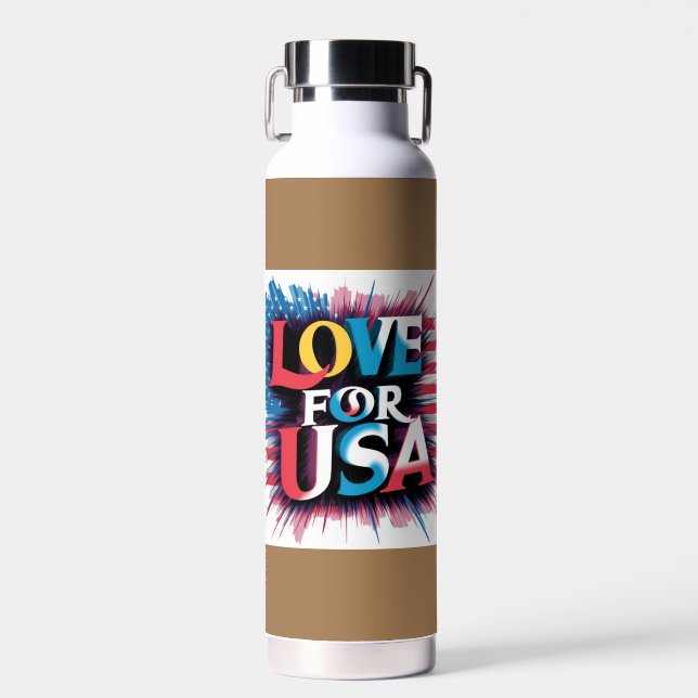 "Liebe für USA Patriotic Water Bottle" Trinkflasche (Vorne)
