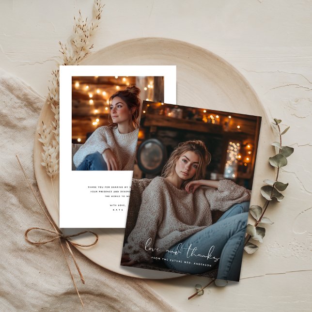 Liebe für Veranstaltungen und dank 2 Foto Brautpar Dankeskarte (Von Creator hochgeladen)