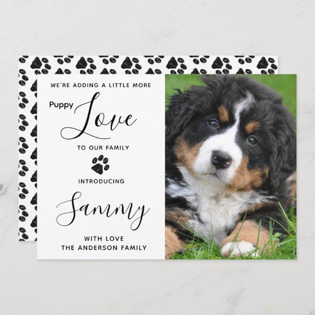 Liebe für Welpen Ankündigung von Haustieren (Vorne/Hinten)