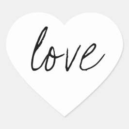 Liebe für White Black Script Herz-Aufkleber