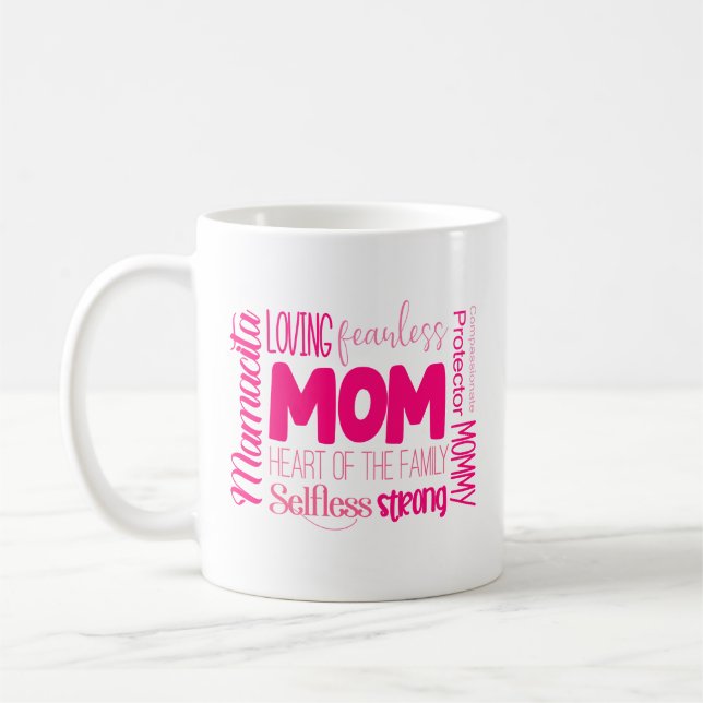 Liebe Furchtlose Mama Herz der Familie Kaffeetasse (Links)