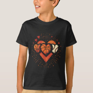 Liebe Fußball Basketball Baseball Valentinstag T-Shirt